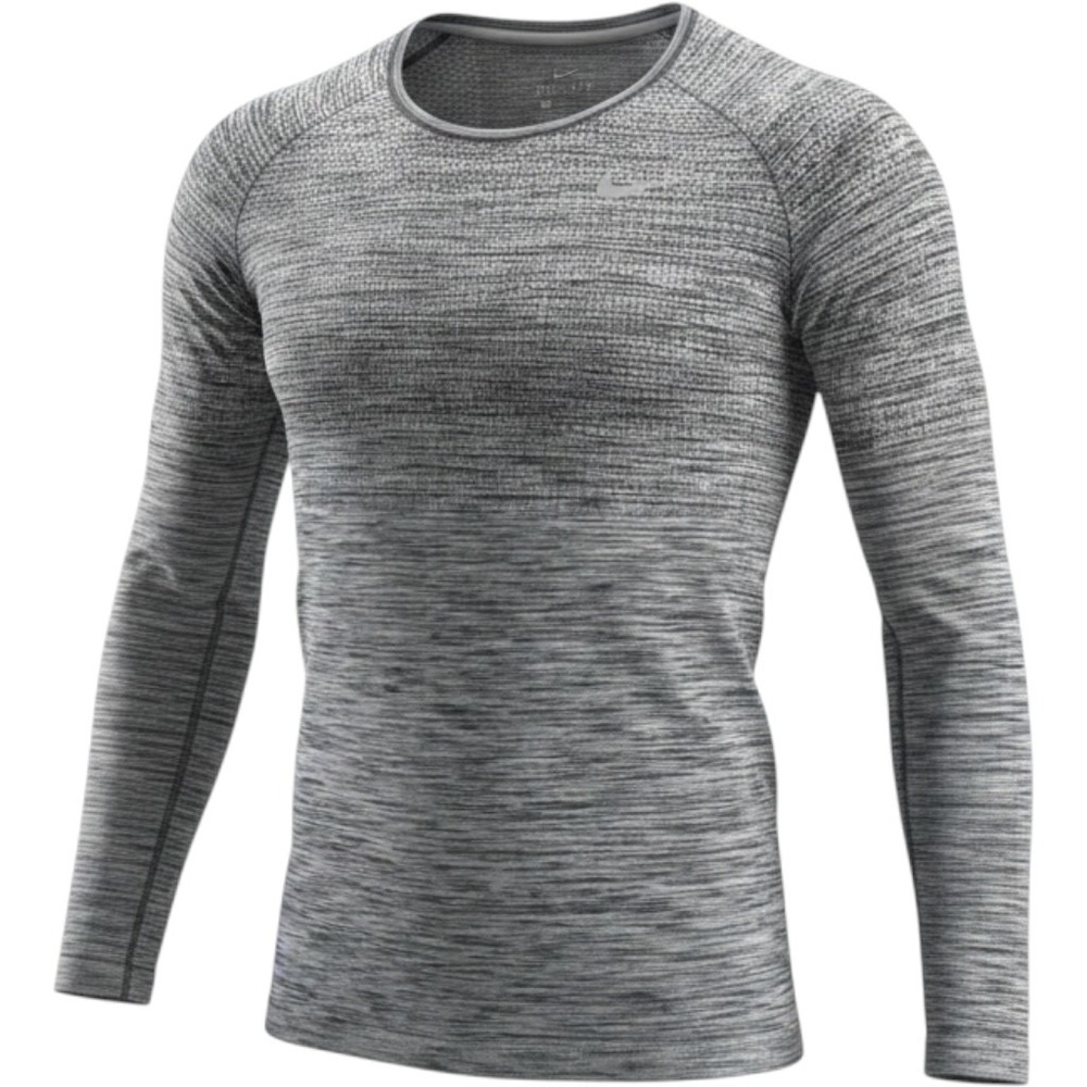 Nike Dri-FIT Seamless Long Sleeve Running Top Grey Space Dye Medium